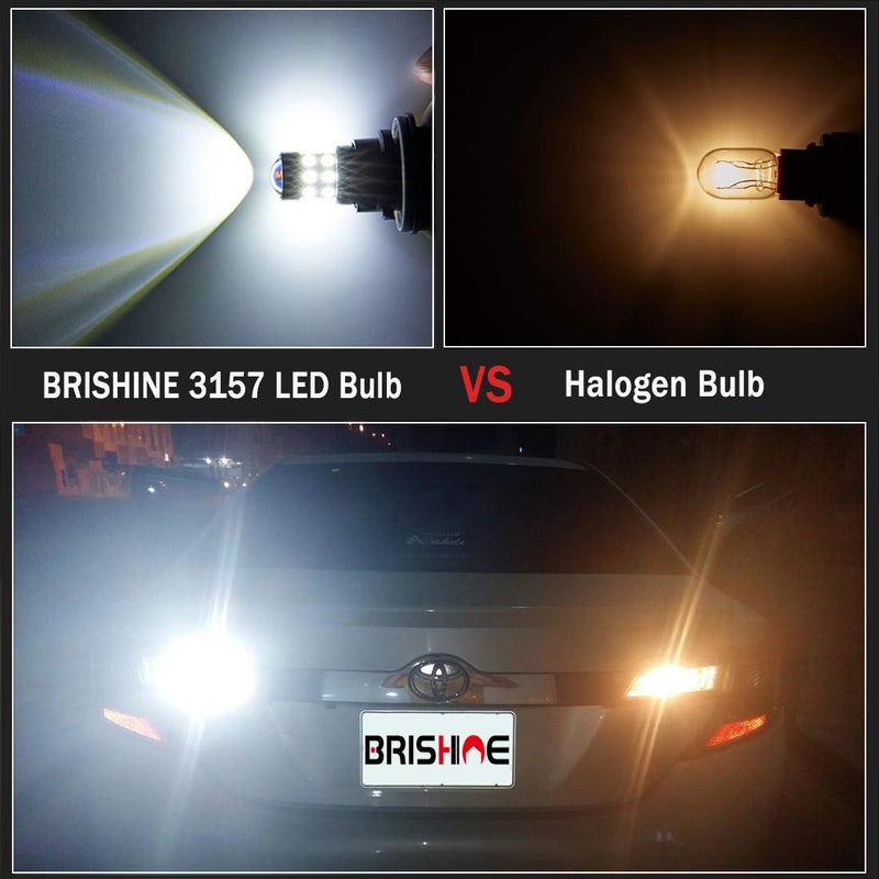 BRISHINE 4-Pack Super Bright 3157 3156 3057 3056 3157K LED Bulbs 6000K Xenon White 24-SMD LED Chipsets with Projector for Backup Reverse Lights, Parking Lights, Daytime Running Lights - Image 4